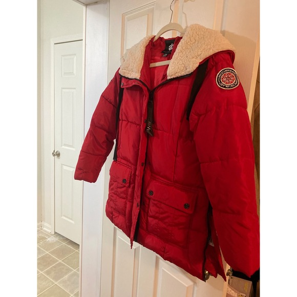 Rocawear Puffer Coat Winter Warm‎ Sherpa Collar Arctic Blast Patch Red M/M - Picture 1 of 6